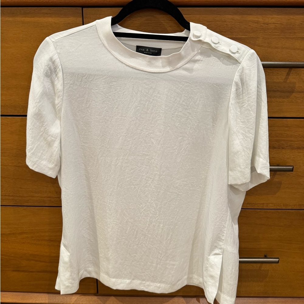Rag & Bone Silk White Sleeve Top